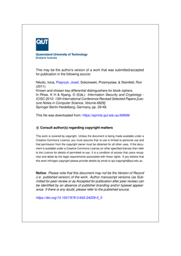 Known and Chosen Key Differential Distinguishers for Block Ciphers