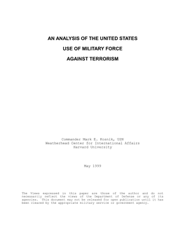 An Analysis of the United States Use of Military