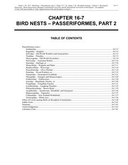 Volume 2, Chapter 16-7: Bird Nests-Passeriformes, Part 2