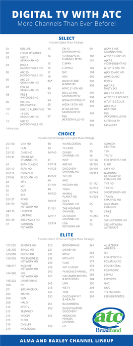 ATC New Alma and Baxley Channel Line Up