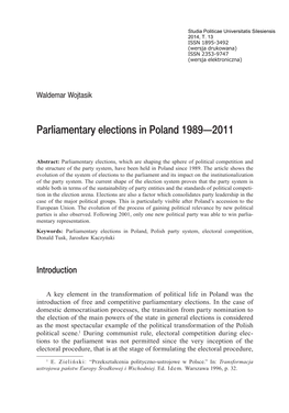 Parliamentary Elections in Poland 1989—2011