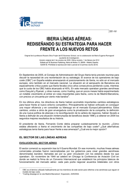 Iberia Líneas Aéreas: Rediseñando Su Estrategia Para Hacer Frente a Los Nuevos Retos