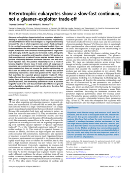 Heterotrophic Eukaryotes Show a Slow-Fast Continuum, Not a Gleaner–Exploiter Trade-Off