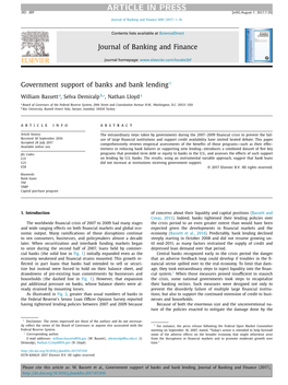 Government Support of Banks and Bank Lending