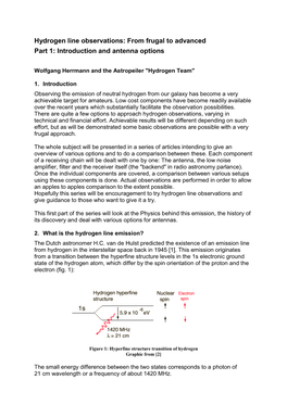 Hydrogen Line Observations: from Frugal to Advanced Part 1: Introduction and Antenna Options