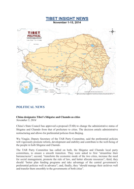 TIBET INSIGHT NEWS November 1-15, 2014