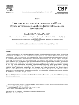 Aquatic Vs. Terrestrial Locomotion in Vertebrates