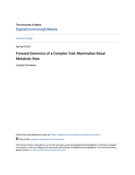 Forward Genomics of a Complex Trait: Mammalian Basal Metabolic Rate
