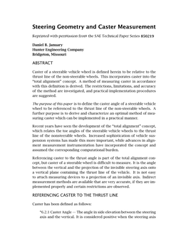 Steering Geometry and Caster Measurement