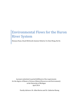 Environmental Flows for the Huron River System