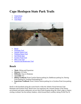 Cape Henlopen State Park Trails