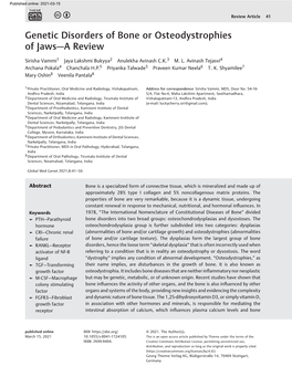 Genetic Disorders of Bone Or Osteodystrophies of Jaws—A Review