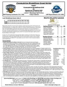 Charleston Riverdogs Game Notes