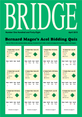 Bernard Magee's Acol Bidding Quiz