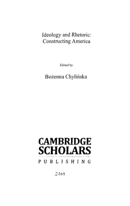 SCHOLARS ------PUBLISHING AMERICA AS IT Ought to BE: the Conflict BETWEEN JEWISH RHETORIC and AMERICAN REALITIES1