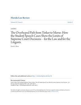 The Overhyped Path from Tinker to Morse: How the Student Speech Cases Show the Limits of Supreme Court Decisions – for the Law and for the Litigants Scott A