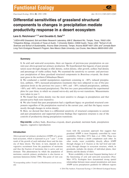 Differential Sensitivities of Grassland Structural Components to Changes in Precipitation Mediate Productivity Response in a Desert Ecosystem