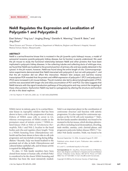 Nek8 Regulates the Expression and Localization of Polycystin-1 and Polycystin-2