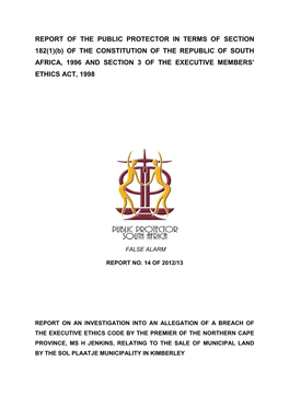 Report of the Public Protector in Terms Of