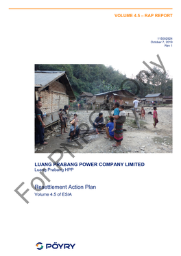 Resettlement Action Plan Forvolume 4.5 Ofpnpca ESIA Only Luang Prabang HPP 115002924 RAP – Resettlement Action Plan I