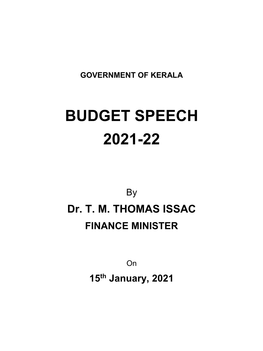 Budget Speech 2021-22