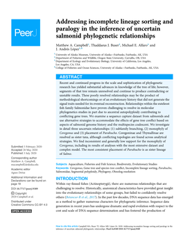 Addressing Incomplete Lineage Sorting and Paralogy in the Inference of Uncertain Salmonid Phylogenetic Relationships