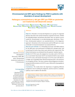 Chromosomal and SRY Gene Findings by FISH in Patients with Disorders of Sexual Development Hallazgos Cromosómicos Y Del Gen