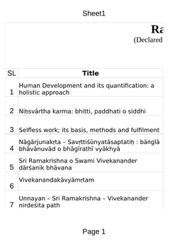 Ramakrishna Mission Vivekananda University (Declared by Government of India As Deemed University Under Section 3 of UGC Act, 1956)