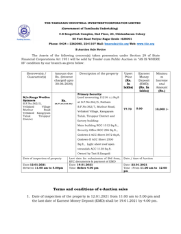 Terms and Conditions of E-Auction Sales