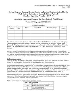 Colorado Plateau Springs Monitoring Protocol