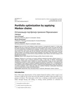Portfolio Optimization by Applying Markov Chains