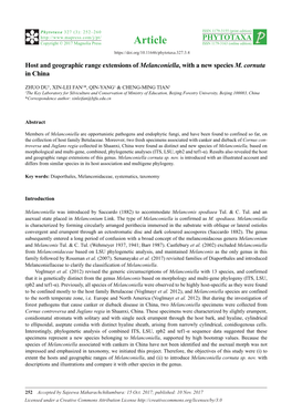 Host and Geographic Range Extensions of Melanconiella, with a New Species M