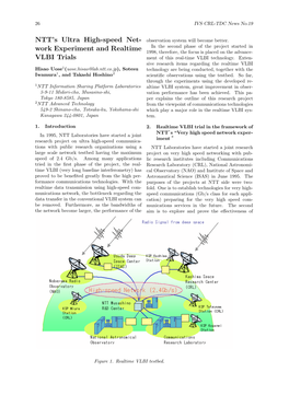 NTT's Ultra High-Speed Net- Work Experiment and Realtime