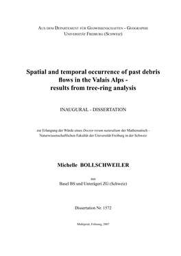 Spatial and Temporal Occurrence of Past Debris Flows in the Valais Alps - Results from Tree-Ring Analysis