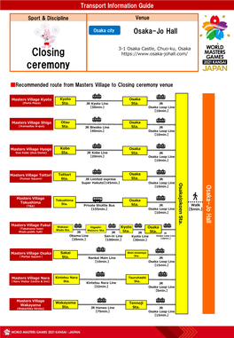 Closing Ceremony Transport Information Guide