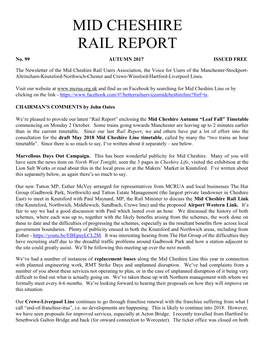 Mid Cheshire Rail Report Edition 99