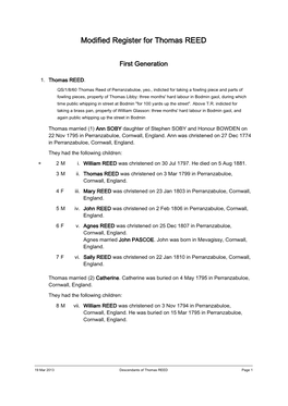 Modified Register for Thomas REED