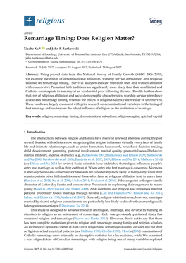 Remarriage Timing: Does Religion Matter?