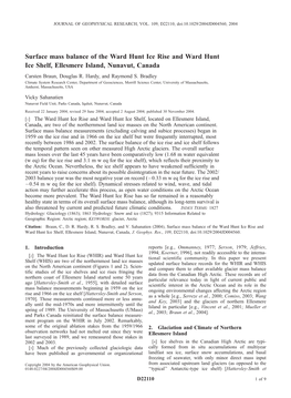 Mass Balance of the Ward Hunt Ice Rise and Ice Shelf, Ellesmere Island, Nunavut, Canada