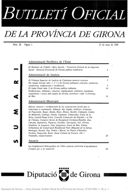 Butlletí Oflclal De La Provincia De Girona