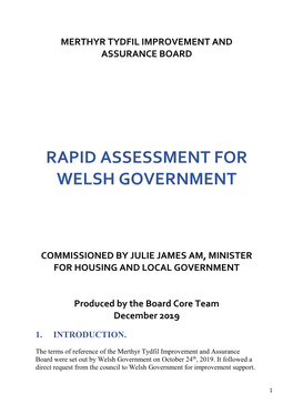 Rapid Assessment for Welsh Government