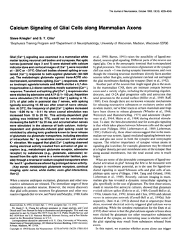 Calcium Signaling of Glial Cells Along Mammalian Axons