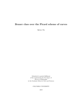 Brauer Class Over the Picard Scheme of Curves