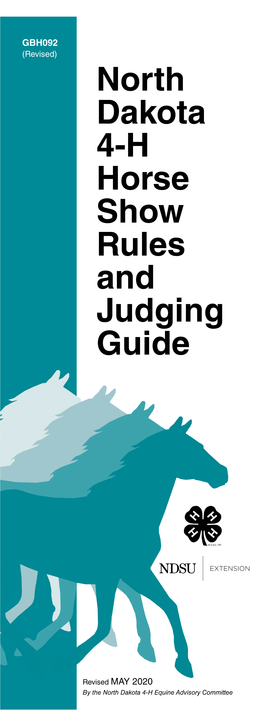 Updated 2020 ND 4-H Horse Show Rules and Judging Guide