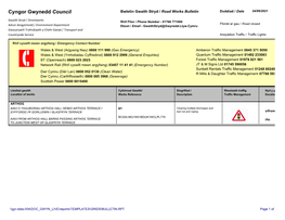 Cyngor Gwynedd Council Bwletin Gwaith Stryd / Road Works Bulletin Dyddiad / Date 24/09/2021