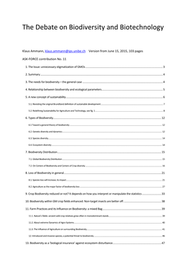 The Debate on Biodiversity and Biotechnology