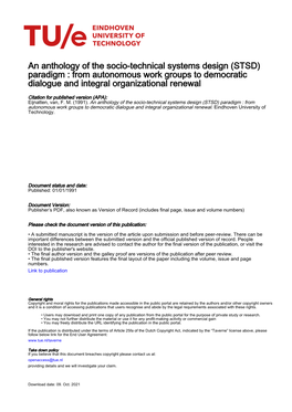 An Anthology of the Socio-Technical Systems Design (STSD) Paradigm : from Autonomous Work Groups to Democratic Dialogue and Integral Organizational Renewal