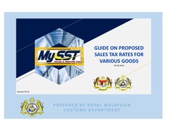 V2.0 Guide on Proposed Sales Tax Rates for Various