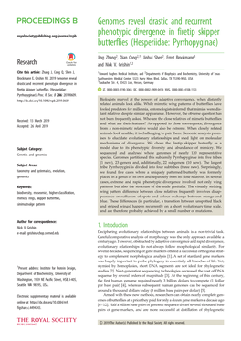 Genomes Reveal Drastic and Recurrent Phenotypic Divergence in Firetip