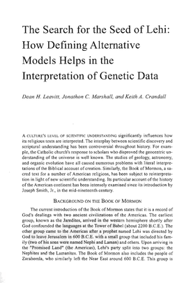 The Search for the Seed of Lehi: How Defining Alternative Models Helps in the Interpretation of Genetic Data